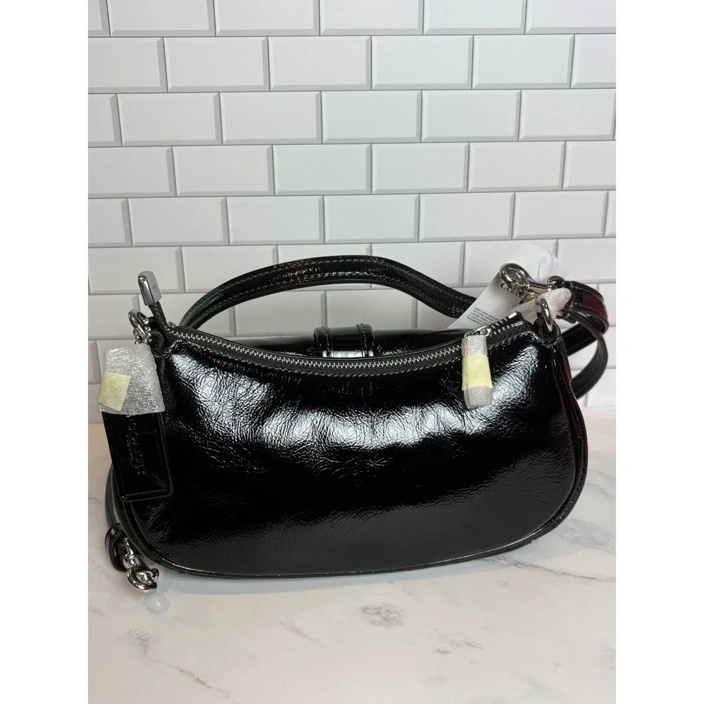 Coach Soho Baguette Bag Black Patent Leather Buckle Shoulder Crossbody New